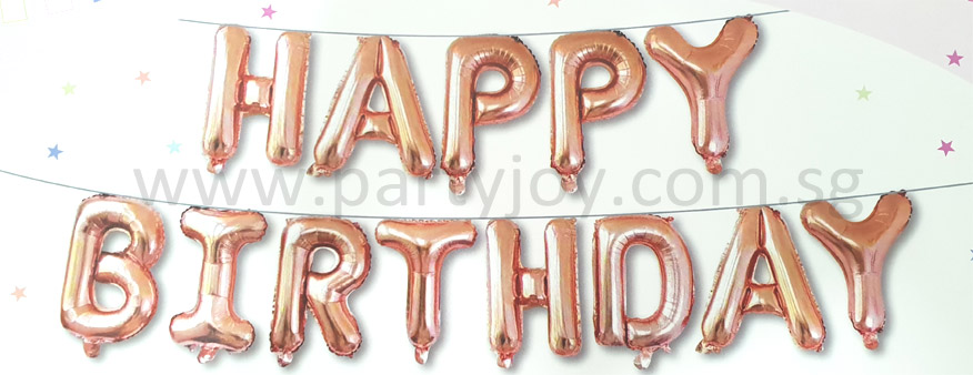 Happy Birthday Rose Gold Mini Letter Balloon Set